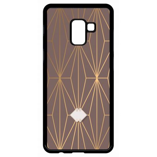 Coque Galaxy A8+ (2018) - Losange Geometrique Beige Et Or - Noir