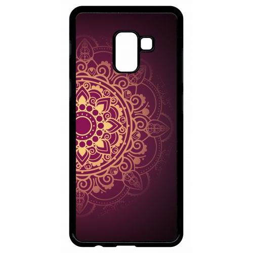 Coque Galaxy A8+ (2018) - Oriental Fond Mauve Et Or - Noir