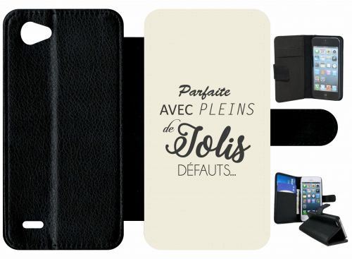 Etui A Rabat - Parfaite Avec Pleins De Jolis Defauts Fond Beige 2 - Compatible Avec Lg Q6 - Plastique - Bord Noir