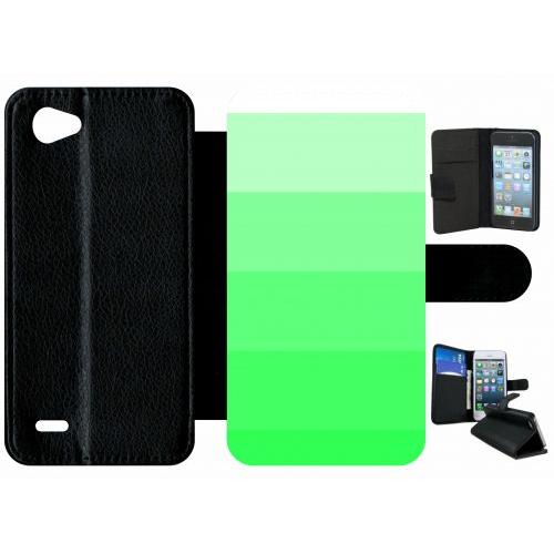 Etui A Rabat - Degrad Vert Fluo - Compatible Avec Lg Q6 - Plastique - Bord Noir