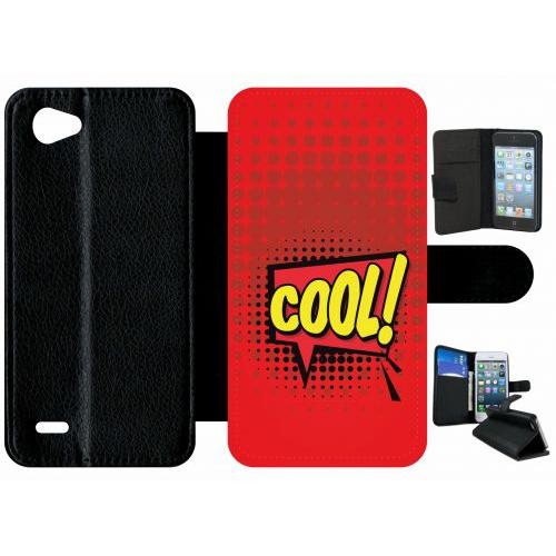 Etui A Rabat - Cool Fond Rouge - Compatible Avec Lg Q6 - Plastique - Bord Noir