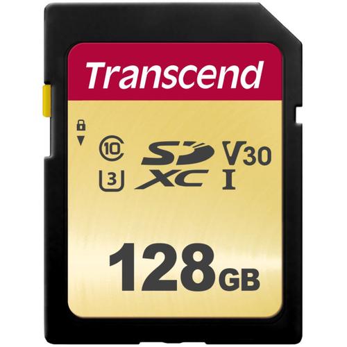 Transcend 500S - Carte mémoire flash - 128 Go - Video Class V30 / UHS-I U3 / Class10 - SDXC UHS-I