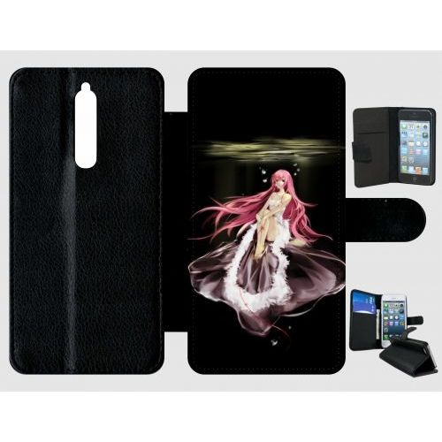 Etui A Rabat - Manga Fille Cheveux Rose - Compatible Avec Nokia 8 - Plastique - Bord Noir