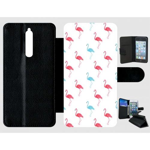 Etui A Rabat - Flamand Rose - Compatible Avec Nokia 8 - Plastique - Bord Noir