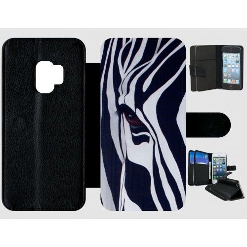 Etui A Rabat - Motif Zebre Noir Et Blanc - Compatible Avec Samsung Galaxy S9 - Plastique - Bord Noir