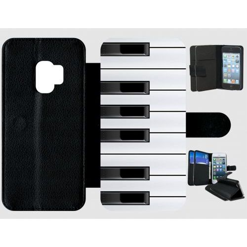 Etui A Rabat - Touche De Piano Noir Et Blanc - Compatible Avec Samsung Galaxy S9 - Plastique - Bord Noir