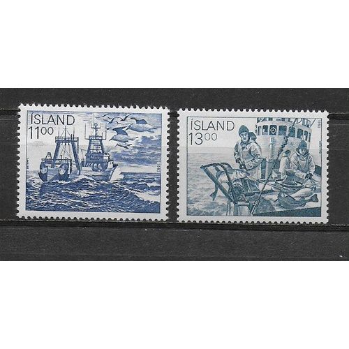 Islande 1983 : Industries De La Pêche : Bateaux De Pêche/Chalutier Moderne/Pêche Aux Gros À La Ligne - Série Entière De 2 Timbres Neufs **