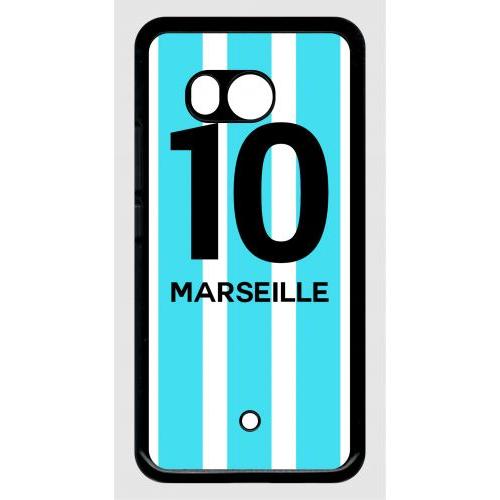 Coque Pour Smartphone - Equipe Maillot Marseille - Compatible Avec Htc U11 - Plastique - Bord Noir