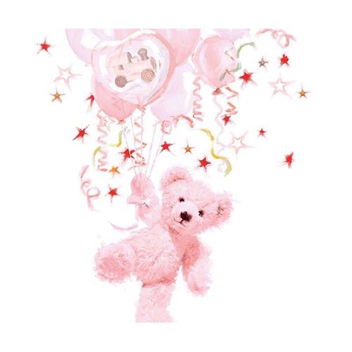 20 Serviettes Ourson Rose 33 Cm