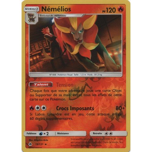 Carte Francaise Némélios Reverse 19/131 Lumière Interdite Pokemon