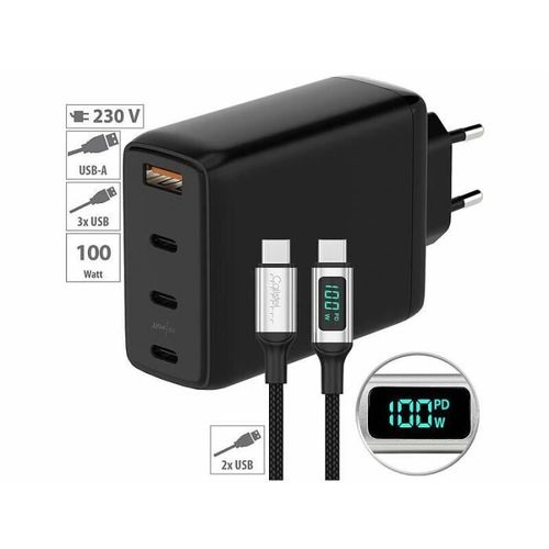 Chargeur Secteur Gan 4 Ports Usb-A / Usb-C 120 W Avec Câble Usb-C - Noir