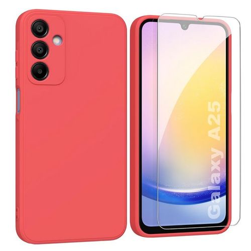 Coque Pour Samsung Galaxy A24 4g / A25 5g - Housse Etui Silicone Gel Fine + Film Ecran - Rouge