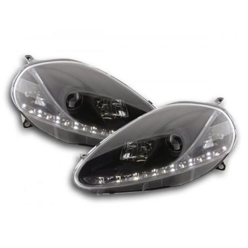 Phares Daylight Set Pour Fiat Grande Punto (Type 199) Annee 05-08 Noir