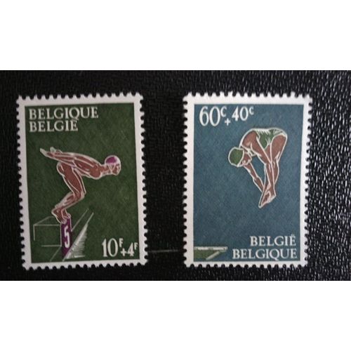 Timbre Belgique Yt 1372 - 73 Séries: La Natation 1966