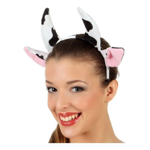 Diadème Avec Oreilles Et Cornes De Vache (Taille Unique Femme)