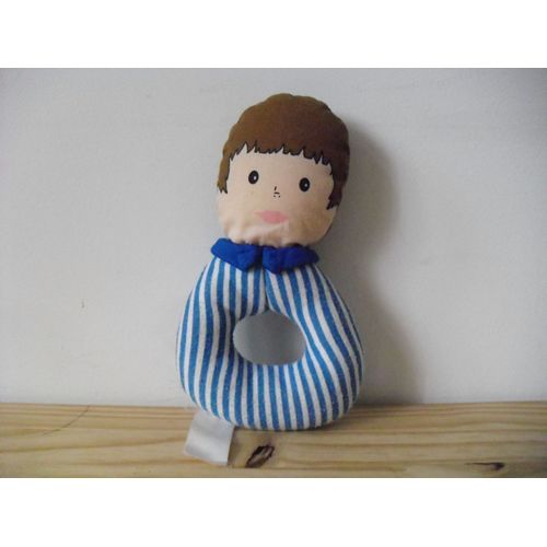 Doudou Hochet Ideal Nicolas Et Pimprenelle Bonne Nuit Les Petits Rayures Bleu Et Blanc Grelot Vintage