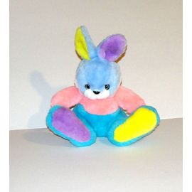 Lapin Ajena Vintage Peluche Doudou Ancien Lapin Multicolore