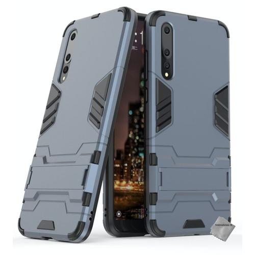 Housse Etui Coque Rigide Anti Choc Pour Huawei P20 Pro + Verre Trempe - Bleu Fonce