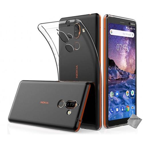 Housse Etui Coque Silicone Gel Fine Nokia 7 Plus + Film Ecran Transparent Tpu