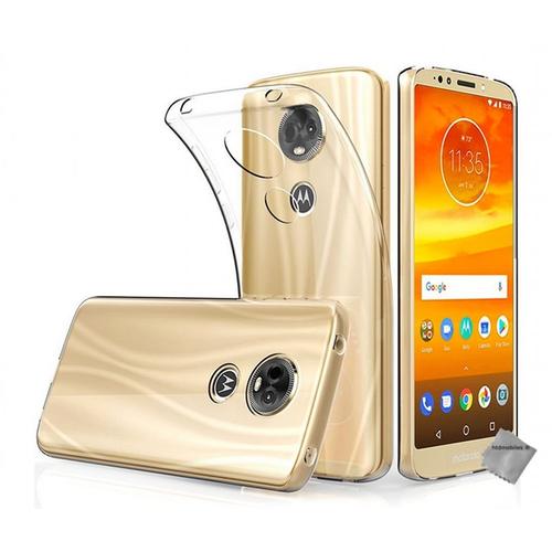 Housse Etui Coque Silicone Gel Fine Motorola Moto E5 + Verre Trempe Transparent Tpu