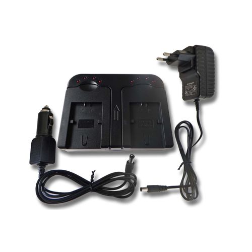Vhbw Chargeur De Batterie Double Compatible Avec Sony Handycam Dcr-Hc21, Dcr-Hc22 Caméra, Dslr, Action-Cam - Chargeur + Adaptateur Allume-Cigare