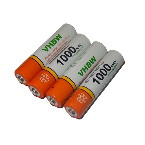 vhbw Lot de 4 piles rechargeables AAA, HR03 1000mAh compatible avec Siemens Gigaset AS285, C300, C590, C595, C610, C610A, C610H, C610 IP, CX610 ISDN