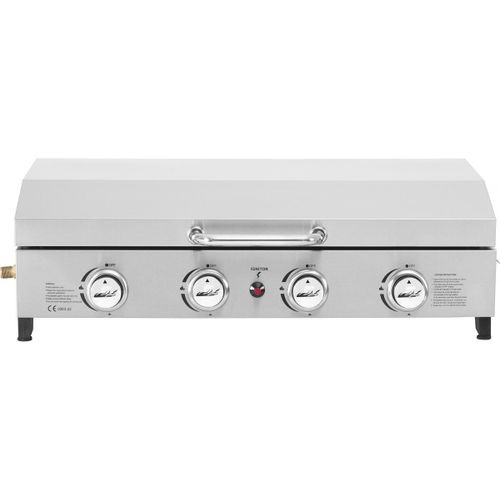 Plancha Gaz 4 Bruleurs Avec Couvercle "Fasto" - 10 Kw - Gris