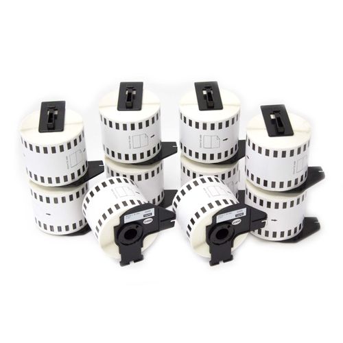 vhbw 10x Rouleau d'étiquettes pour Brother P-Touch QL-1050, QL-1050N, QL-1060, QL-1060N, QL-500, QL-500A, QL-500BS comme Brother DK-22205.