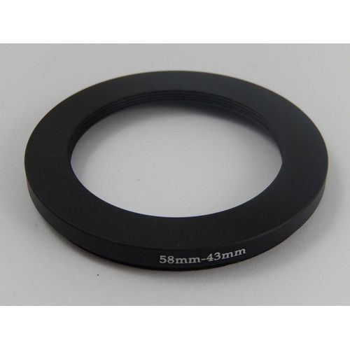 vhbw Bague d'adaptation de filtre Step-Down de 58 mm vers 43 mm pour objectif d'appareil photo - Réducteur, métal, noir