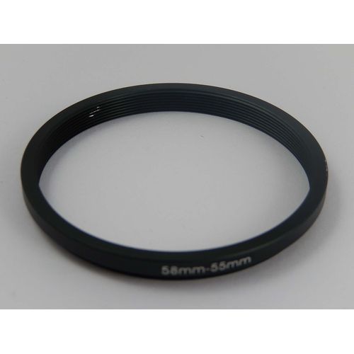 vhbw Bague d'adaptation de filtre Step-Down de 58 mm vers 55 mm pour objectif d'appareil photo - Réducteur, métal, noir