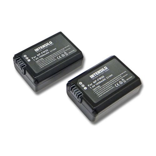 INTENSILO 2x batteries Li-Ion 1050mAh (7.4V) pour appareil photo caméra vidéo Sony Cybershot DSC-RX10 IV comme NP-FW50
