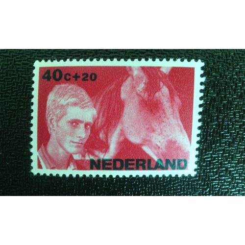 Timbre Pays-Bas ( Hollande ) Yt 843 Écolier Avec Cheval 1966