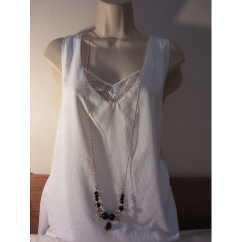 Collier Sautoir Noir Et Doré