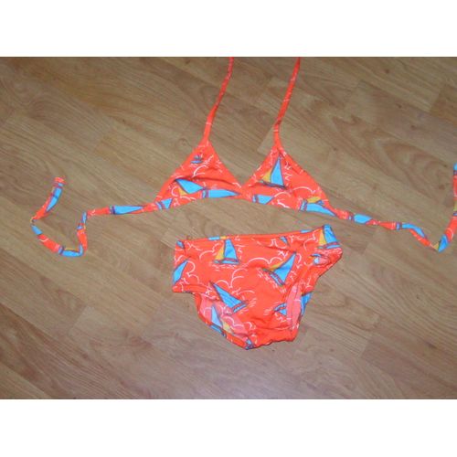 Maillot De Bain Darina 2 Pièces Bateaux Fond Orange 8 Ans