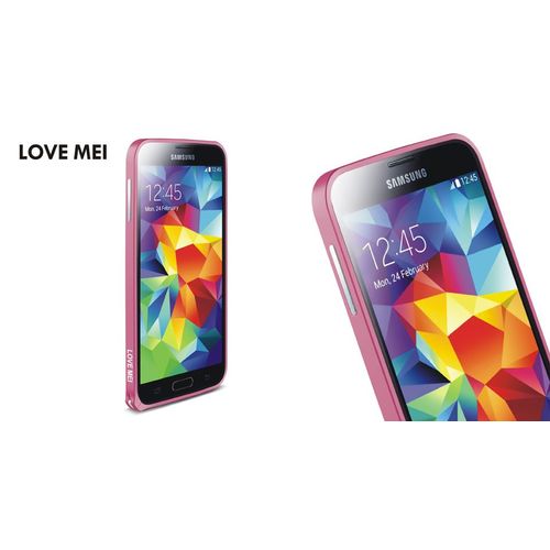 Love Mei Coque Bumper Aluminium Ultra Leger Pour Iphone Samsung, Couleur: Fushia Dark Pink 3, Smartphone: Samsung Galaxy S5 G900