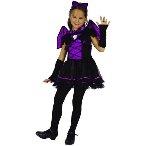 Déguisement Chauve-Souris Noire Et Violette Fille - Taille: L 10-12 Ans (130-140 Cm)