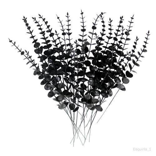 2 x 20x tiges d'eucalyptus artificielles fausses branches noires pour bouquet de