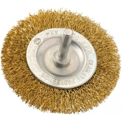 Brosse circulaire fils acier laitonné ondulés Ø 75 mm