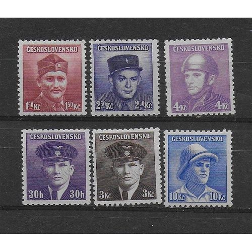 Tchecoslovaquie 1945 : Emission De Londres : Dr Novak/Capitaine Zimprich/Chef D'escadron Joseph Gabeik/Sous-Lieutenant Jiri Kral/Soldat Adamek - Série De 6 Timbres Neufs *