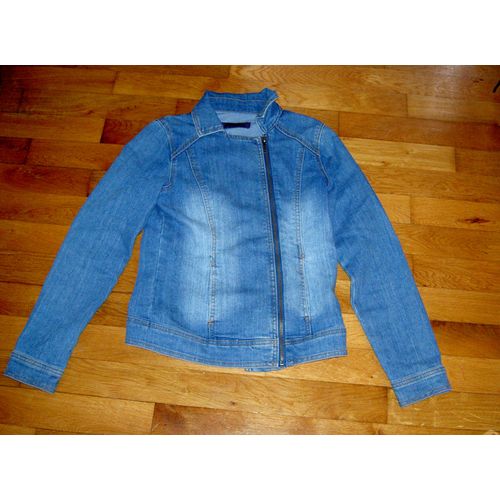 Veste En Jean Manches Longues Bleu Aspect Vieilli Courte Bilook College Taille 14 Ans