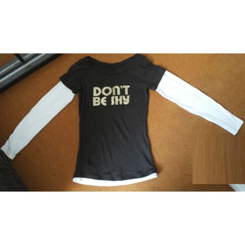 T-Shirt Longue Manche Clockhouse Coton S Marron
