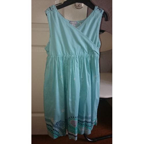 Robe Vertbaudet Coton 10 Ans Bleu Turquoise Dos Macramé