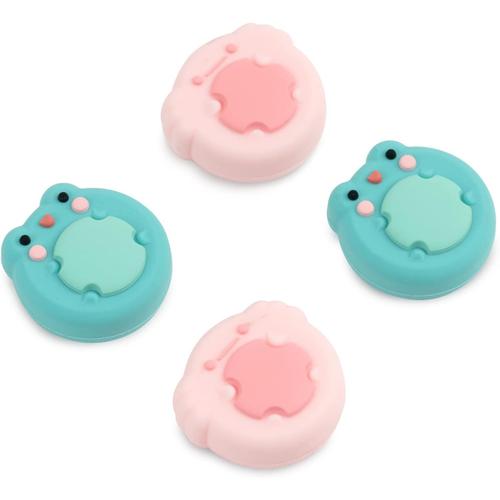 Lot De 4 Capuchons De Joycon En Silicone Sur Le Thème Des Animaux Mignons - Compatible Avec Steam Deck Uniquement - Grenouille Et Axolotl