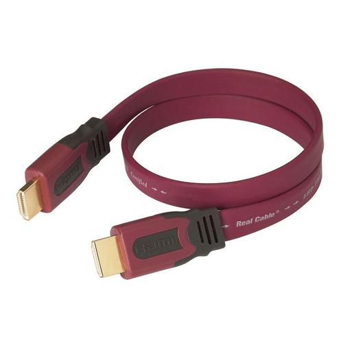 Real Cable HD-E-FLAT - Câble HDMI avec Ethernet - HDMI mâle pour HDMI mâle - 15 m - double blindage - plat