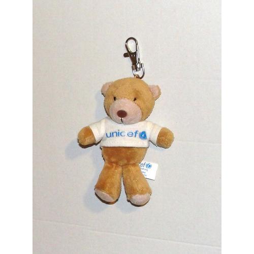 Peluche Ours Unicef Porte Cles Maillot Blanc