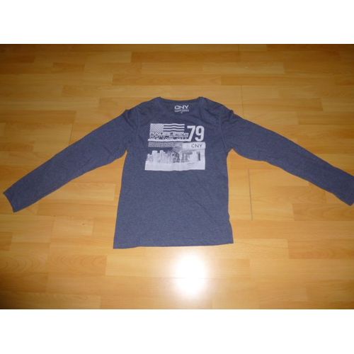 T-Shirt Complices Bleu Et Blanc Manches Longues -16 Ans
