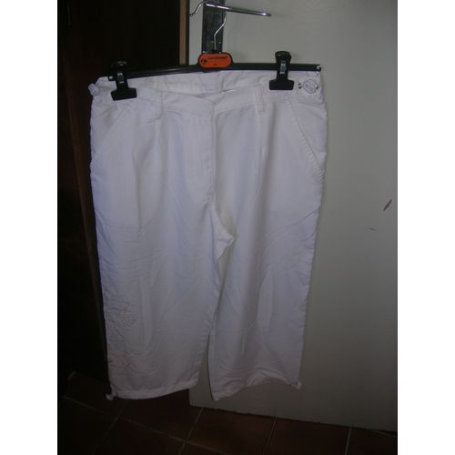 Pantacourt Blanche Porte Polyester 40 Blanc