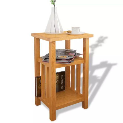 Table D'appoint Avec Étagère À Revues Chêne Massif 27x35x55 Cm