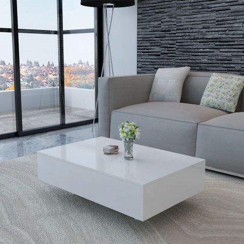 Table Basse Haute Brillance Blanche