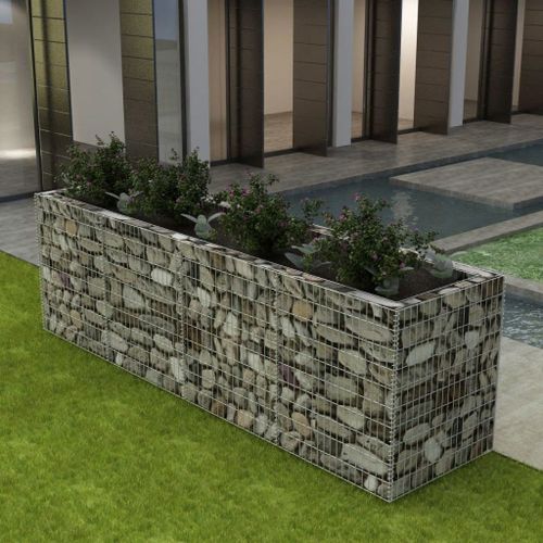 Vidaxl Lit Surélevé À Gabion Acier 360x90x100 Cm